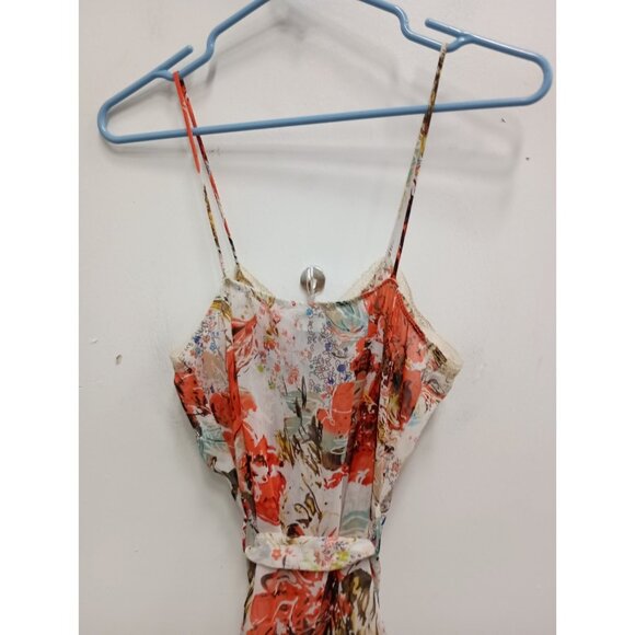 Vintage Y2K Daytrip Tank Top Medium Floral Chiffon Belted Cottagecore BOHO - Picture 9 of 10